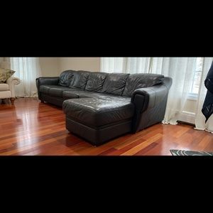 Black leather Sectional
